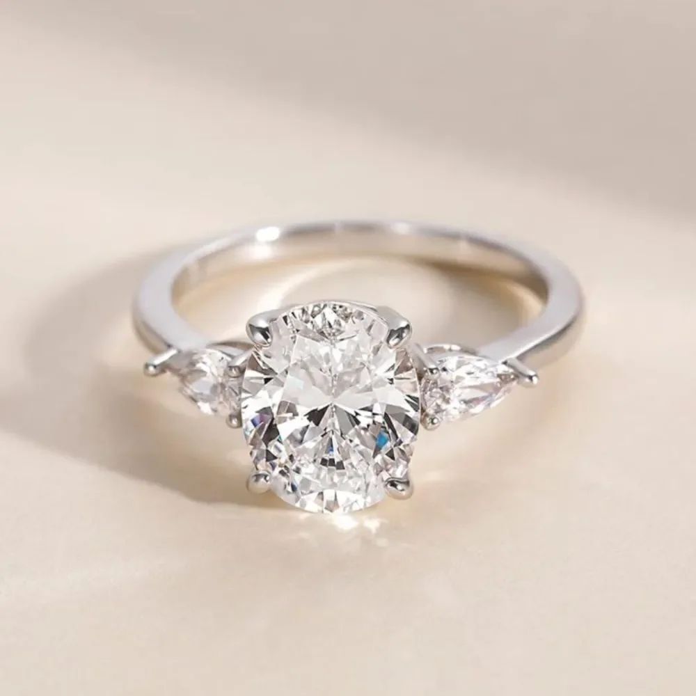 3 Stone Oval Cut Engagement Ring